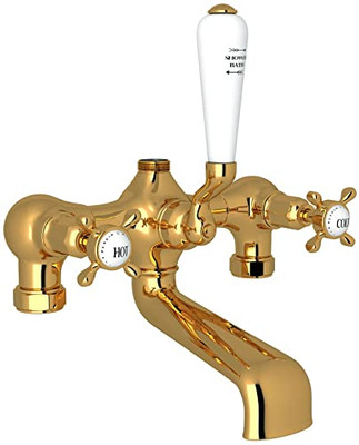 Rohl 104138 SPECIAL ORDER ONLY NON-CANCELABLE AND NON-RETURNABLE PERRIN & ROWE EDWARDIAN TUB AND SHOWER MIXER EXPOSED IN UNLACQUERED BRASS CROSS HANDLES WITHOUT UNIONS (NOT A STOCK ITEM)