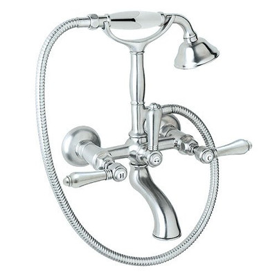 Rohl 106589 Country Bath Exposed Wall Mounted Tub Shower Mixer with Handshower and Metal Levers, Polished Chrome