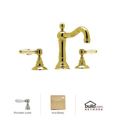 Rohl 119097 1027/8Stn A1409Lp-2 Country Bath Widespread with Porcelain Lever Handles and Pop-Up D, Inca Brass