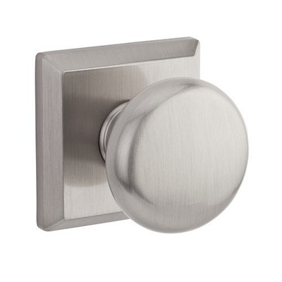Baldwin PVROUTSR150  Satin Nickel Reserve, Round Knob Round Privacy Knobset with Traditional Square Rose PV.ROU.TSR