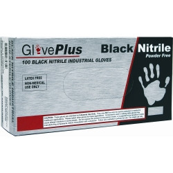 Ammex AMXGPNB49100 GlovePlus Powder Free BLACK Nitrile Gloves - XX-large