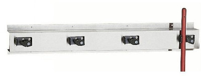 Bobrick 223x36  304 Stainless Steel Mop and Broom Holder, Holds 4 Mops, Satin Finish, 36" Length x 5" Height
