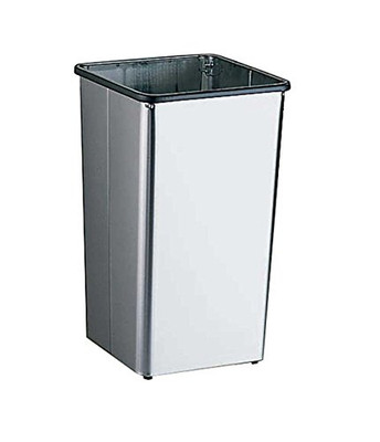 Bobrick 2280  Stainless Steel Floor-Standing Waste Receptacle with Open Top, Satin Finish, 21 Gallon Capacity, 14" Width x 30" Height