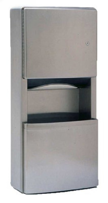 Bobrick 43699  ConturaSeries 304 Stainless Steel Surface Mounted Paper Towel Dispenser and Waste Receptacle, Satin Finish, 3 Gallon Capacity, 12-7/8" Width x 28-1/8" Height