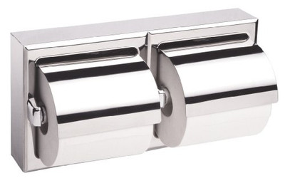 Bobrick 69997  304 Stainless Steel Surface Mounted Double Roll Toilet Tissue Dispenser with Hood, Satin Finish, 12-3/8" Width x 6-3/16" Height