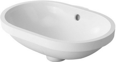 Duravit 336430000 Undercounter basin 16 3/4" Foster, white, w.overflow, w/o tap platform White Alpin