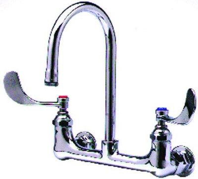 T&S Brass TB0330 Wall Mounted Centerset Faucet with Rigid Gooseneck Spout