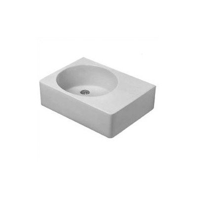 Duravit 685600000 Washbasin 24 1/4" Scola with overflow, white bowl on right side, NO HOLE White Alpin