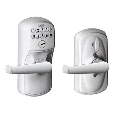SCHLAGE FE595PLY626ELA FE595 PLY 626 ELA Plymouth Keypad Entry with Flex-Lock and Elan Style Levers, Brushed Chrome