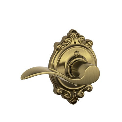 SCHLAGE F170ACC609BRKLH F170 ACC 609 BRK LH Brookshire Collection Left Hand Accent Decorative Trim Lever, Antique Brass