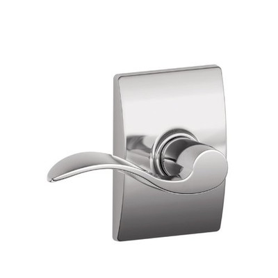 SCHLAGE F10ACC625CEN Lock Company Polished Chrome Passage Accent Door Lever Set with the Decorative Century Rose.