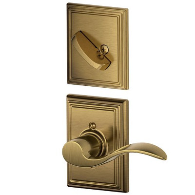 SCHLAGE F59ACC609ADDLH F59 Accent With Addison Rose Left Hand Interior Active Trim with 12326 Latch and 10027 Strike Antique Brass Finish
