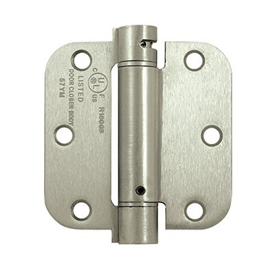 Deltana DSH35R515  Single Action 3-1/2 Inch x 3-1/2 Inch Steel Spring Hinge with 5/8 Inch Radius Corners Satin Nickel.