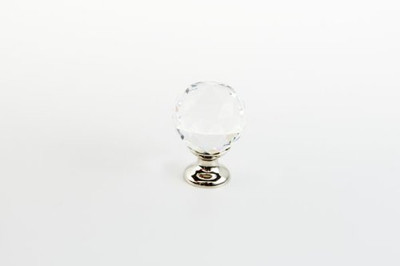 SCHAUB 70-CS-PN and Company Fire Collection 1-1/8 Inch Diameter Round Cabinet Knob, Polished Nickel with Clear Crystal by