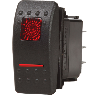 BLUE SEA SYSTEMS BS-7931 Switch, Contura2, On-Off-On, Black, Lit