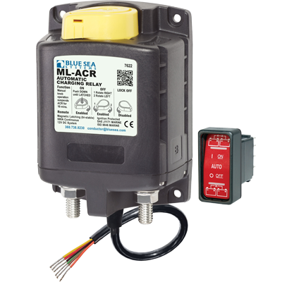 BLUE SEA SYSTEMS BS-7622 12V Automatic Charge Relay w/ Manual Sw.