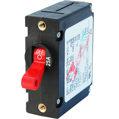 BLUE SEA SYSTEMS BS-7217 Breaker, A, 1 Pole Red-Toggle AC/DC 25A