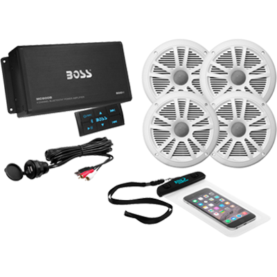 BOSS AUDIO SYSTEMS BOSS-ASK904B.64 Bluetooth Amplifier, 4 Channel w/4 Spkrs