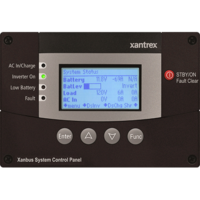 Xantrex XAN-809-0921 Freedom SW Xanbus System Control Panel (SCP) For use with Freedom SW 2012 (815-2012) & Freedom SW 3012 (815-3012) Inverter/Chargers, Graphical 128x64 pixel LCD display