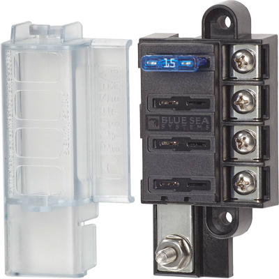 BLUE SEA SYSTEMS BS-5045 Blue Sea ST Blade Compact Fuse Blocks - 4 Circuits w/Cover Marine , Boating Equipment