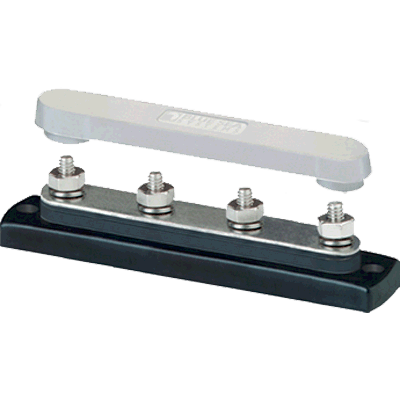 BLUE SEA SYSTEMS BS-2307 Blue Sea Systems Common 150A BusBar with Four Terminal of 20 1/4-Inch Studs with Cover