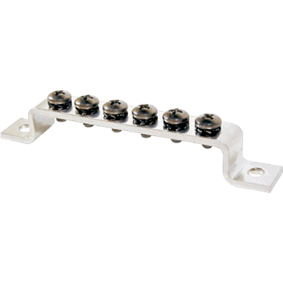 BLUE SEA SYSTEMS BS-2306 Groundng Bus Bar, 6 x #8-32 Screws