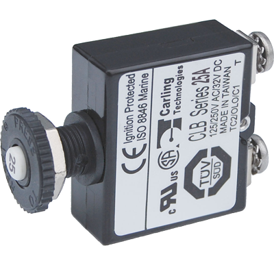 BLUE SEA SYSTEMS BS-2135 Blue Sea Systems Push Button Reset Only Screw Terminal 25A Circuit Breaker