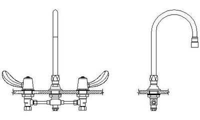 Delta 27C2922 Commercial 27C1 / 27C2 Two Handle 8"" Below Deck Mount Faucet 141336