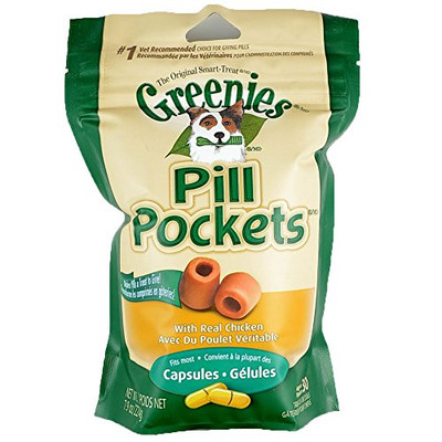 Greenies GR04541 PILL POCKETS Capsule Size Natural Dog Treats Chicken Flavor, 7.9 oz. Pack (30 Treats).