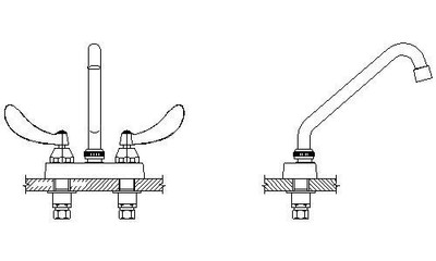Delta 27C4254 Commercial 27C4 / 27C5 / 27C6 Two Handle 4"" Deck Mount Faucet 138150