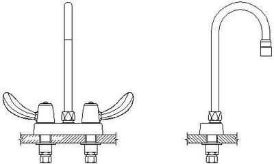 Delta 27C4942 Commercial 27C4 / 27C5 / 27C6 Two Handle 4"" Deck Mount Faucet 145276