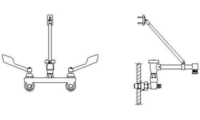 Delta 28C2385 Commercial 28C2 Two Handle 8"" Wall Mount Service Sink Faucet 145239