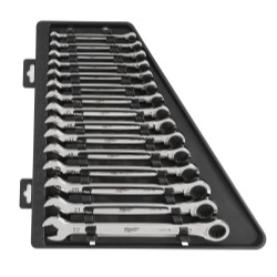 MILWAUKEE MLW48-22-9516 15 Piece Ratcheting Combination Wrench Set Metric Electric Tools.
