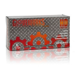Ammex AMXILHD42100 Gloveworks HD Heavy Duty Powder Free Textured Latex Gloves - Small