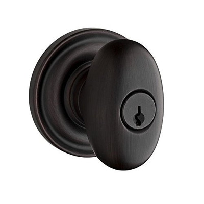 Baldwin ENELLTRR112 .6L.DS.CKY.KD Ellipse Entry Knob with Traditional Round Rose, Venetian Bronze.