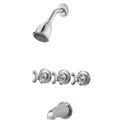 Pfister LG01-8CBC  3-Handle Tub & Shower Faucet with Metal Cross Handles 1.8 gpm Polished Chrome (Renewed)