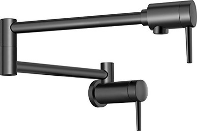 Delta D1165LFBL Faucet Contemporary Wall-Mount Pot Filler Faucet, Matte Black 