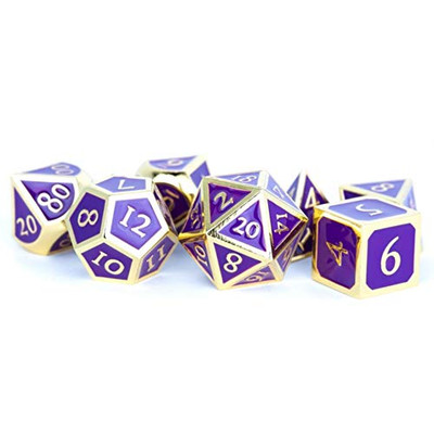 Metallic Dice Games 7-set: 16mm PUGDgd  Metal Enamel
