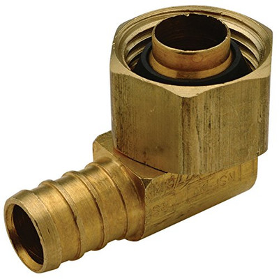 Zurn QQQE33BSGXP  Crimp XL Swivel Elbow, Small Diameter, 1/2" Barb x 1/2" FPT Plastic Swivel Nut, Brass (Pack of 50)