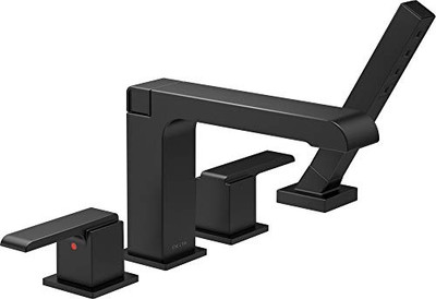 Delta T4767-BL Ara Roman Tub Trim with Hand Shower Matte Black T4767BL