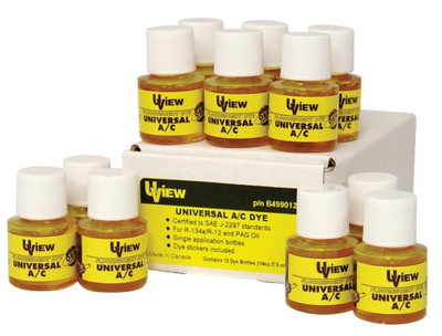 UVIEW UVUB499012 Universal A/C Dye - 12 Bottles UNIVERSAL A/C SYSTEM DYE: (12 X 1/4OZ./7.5ML).