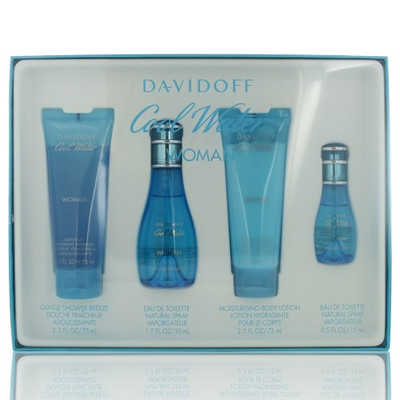 COOL WATER GSWCOOLWATER4PC1.7 DAVIDOFF by DAVIDOFF 4 PIECE GIFT SET - 1.7 OZ EAU DE TOILETTE SPRAY, 2.5 OZ BODY LOTION, 2.5 OZ SHOWER GEL, 0.5 OZ EAU DE TOILETTE SPRAY WOMEN GIFT SET