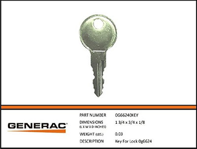 GENERAC 0G66240KEY - KEY FOR LOCK 0G6624 -
