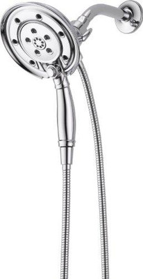 Delta 58471-PK Faucet 4-Spray H2Okinetic In2ition 2-in-1 Dual Hand Held Shower Head with Hose and Magnetic Docking, Chrome