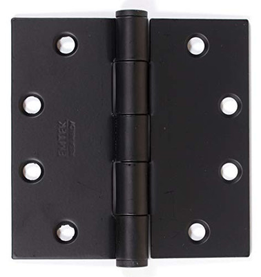Emtek 92015US19 92015 4.5" x 4.5" Square Corner Plain Bearing Mortise Hinge - Pair, Flat Black