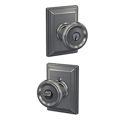 SCHLAGE F51AOFM619GDV  Custom Offerman Single Cylinder Keyed Entry Door Knob Set with Grandville Trim