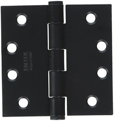 Emtek 92014US19 4" X 4" Heavy Duty Black Powder Coated Steel Hinge Pair - Button Tip