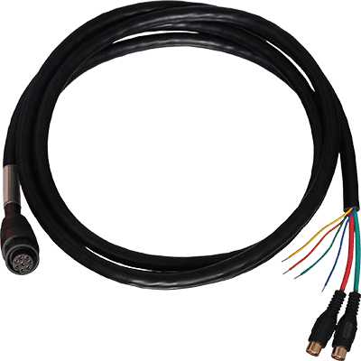 RAM SIM-000-00129-001 RAM NSE Video/Comms Cable, MFG# 000-0129-001, 8 pin Connector to Bare Wires for NMEA, and 2 RCA Female for Video Input. 6.5 ft (2 m) in Length. / /