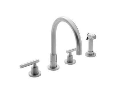 Ginger USA N9911L/26 Brass 9911L East Linear Double Handle Widespread Kitchen Faucet with Sid, Polished Chrome