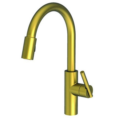 Ginger USA N1500-5103/06 Brass Antique Brass East Linear Kitchen Faucet with Metal Lever Handle and Pull-down Spray